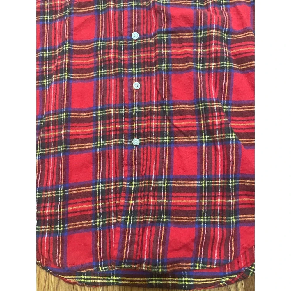 L.L.Bean Flannel Shirt Mens 15.5 34 Red Plaid Made In Canada Cotton